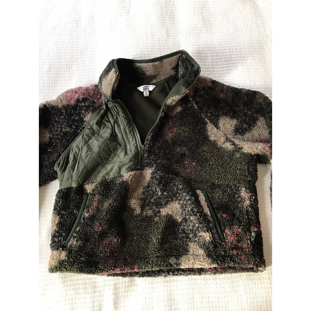 JOY LAB Women's 1/4 Zip Sherpa Pullover Sweatshirt Camo Print  Size M Medium - Picture 4 of 12